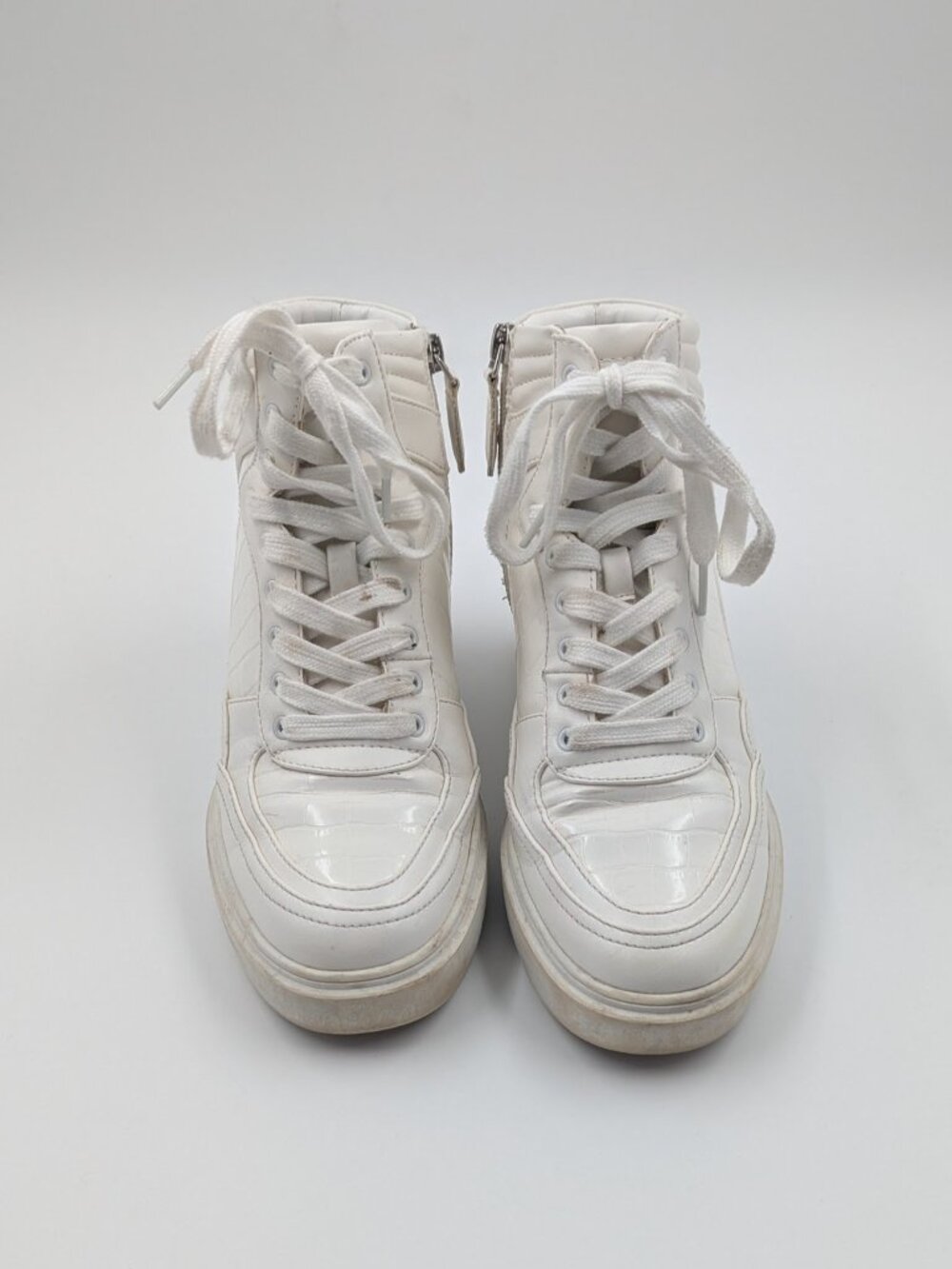 J LO White High Top 3" Wedge Heel Women's Gym Style Shoes | Size 8M